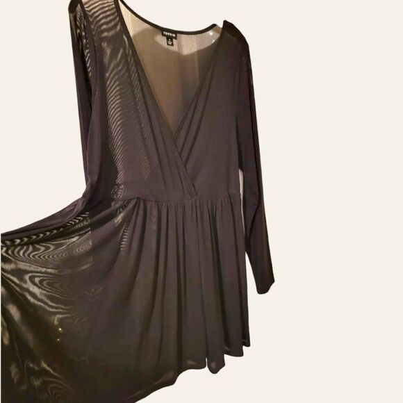 TORRID Plus Size black Longsleeve  Sheer Sexy babydoll knit mesh top 1X - Picture 3 of 12